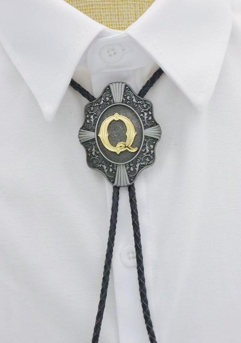 KECOL Western Letter Bolo Tie Cowboy Aalphabet A to Z Neckties Necklace for Men Women - Image 3
